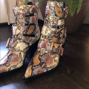 Never worn Jeffery Campbell snakeskin booties